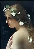 Nymph with morning glory flowers by Jules Joseph Lefebvre