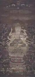 Heian period (794-1331) painting of Juntei Kannon. Held at the Tokyo National Museum in Tokyo, Japan.