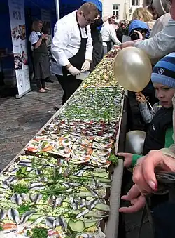 World's largest kiluvõileib, made on Town Hall Square in 2014[124]