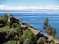 Titicaca Lake near La Paz with the Andes in the background.