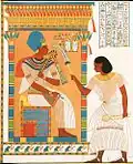 Amenhotep (Hawi) in front of Tutankhamun