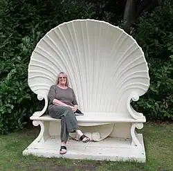 Recreated shell bench in the gardens of Strawberry Hill