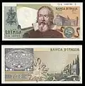 2,000&nbsp;lire – obverse and reverse – printed in 1973