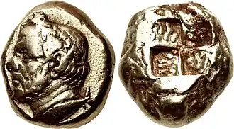 Electrum coin from Cyzicus, Mysia, early–mid 4th century BC