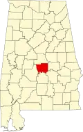 State map highlighting Autauga County
