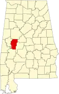State map highlighting Hale County