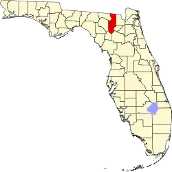 A state map highlighting Columbia County in the corner part of the state. It is medium in size and narrow in shape.