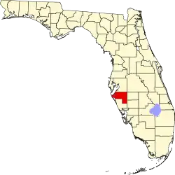 A state map highlighting Manatee County in the middle part of the state. It is medium in size.