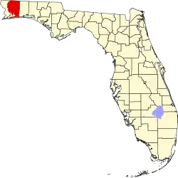 A state map highlighting Santa Rosa County in the northwestern part of the state. It is large in size.