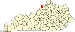 State map highlighting Trimble County