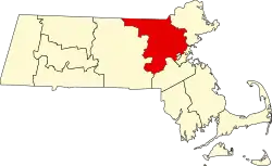 State map highlighting Middlesex County
