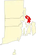 State map highlighting Bristol County