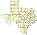 State map highlighting Aransas County