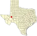 State map highlighting Crane County