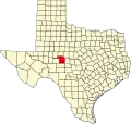 State map highlighting Tom Green County