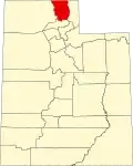 State map highlighting Cache County