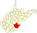 State map highlighting Greenbrier County