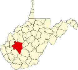 State map highlighting Kanawha County