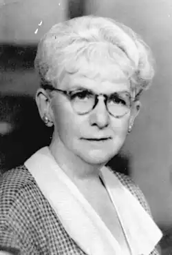 A black-and-white bust-length portrait photograph of Marjory Stoneman Douglas in early middle age.