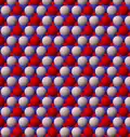 View of trioctahedral sheet structure of mica. The binding sites for apical oxygen are shown as white spheres.