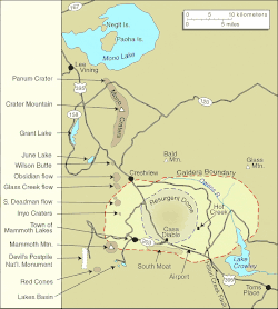 Map of the Mono Lake area, showing geological features