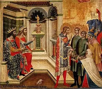 This tempera, Two Christians before the Judges, hangs in the sacristy of Padua Cathedral