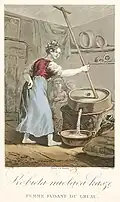 A woman grinding kasha. 18th-century drawing by J.-P. Norblin