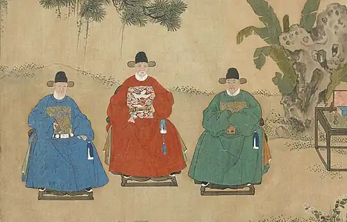Ming dynasty's mandarins in imperial costume