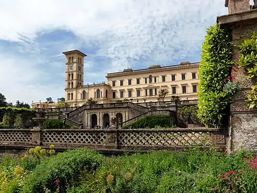 The main façade and terrace gardens of Osborne House