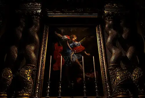 Painting of St. Michael Archangel inside the Chapel of the Langue of Provence, believed to be painted by Mattia Preti