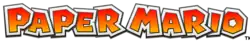 The Paper Mario series logo features the series title in an angular, red font, with a white paper outline around each letter.
