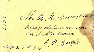 A handwritten note