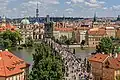 The Charles Bridge is a historic bridge from the 14th century.