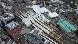 Aerial view of Reading station in October 2023
