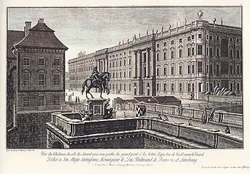 The partially redesigned residence and the Equestrian statue of Friedrich Wilhelm I, 1781