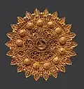 Gold roundel, 11th century Iran. It "exemplifies the refinement of Seljuq goldsmithing".[184][185]