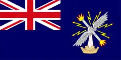 Union Jack and stylised, winged hand on a blue background
