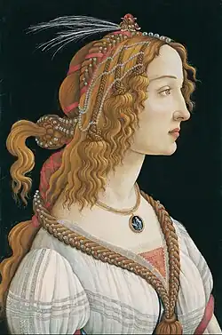 Portrait of a Young Woman, possibly Simonetta Vespucci, 1484. The Roman engraved gem on her necklace is the famous Sigillum Neronis, that was owned by Lorenzo de' Medici. Städel Museum, Frankfurt