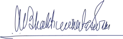 Close-up of the name written in English with angular letters