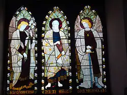 Stained glass window of Thomas the Apostle, the traditional founder of Indian Christianity, in his namesake St Thomas CNI church, the 300-year-old Cathedral of Mumbai (Bombay)[102]