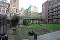 St Bartholomew the Great Priory Church's cloisters and Barts Hospital