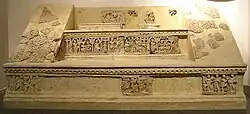A reconstituted flight of stairs with stair risers, from the Chakhil-i-Ghoundi Stupa