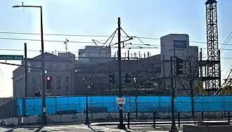 The State Office Building, under construction. It is scheduled to re-open in 2027.[49][50] 166,000 square feet will be added.[51]