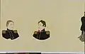 A pictorial representation of Perry (on the right) from the scroll painted by the Japanese artist Hibata Ōsuke to mark the occasion of the signing of the Convention of Kanagawa in 1854. The 15.25m long scroll has been part of the British Museum's collection since 2013.