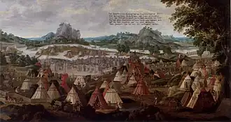Painting of the encampment of Charles the Bold's army outside of the walls of Neuss