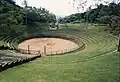 Bullfighting (Tōgyū) arena. Okinawa is the home of a form of bullfighting sometimes compared to sumo