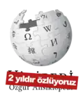 Turkish Wikipedia logo displayed after the second anniversary of the ban, with the message "2 yıldır özlüyoruz" (English: "missing you for two years") (2019)