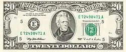 Series 1995 $20 Federal Reserve Note; basically unchanged since Series 1950