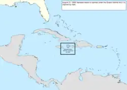 Map of the change to the United States in the Caribbean Sea on August 31, 1858
