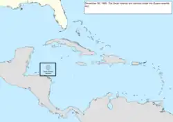 Map of the change to the United States in the Caribbean Sea on December 30, 1862